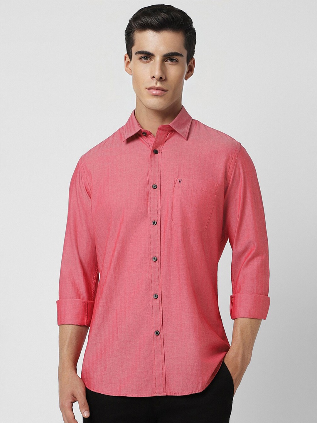 

Van Heusen Sport Slim Fit Vertical Striped Pure Cotton Casual Shirt, Pink