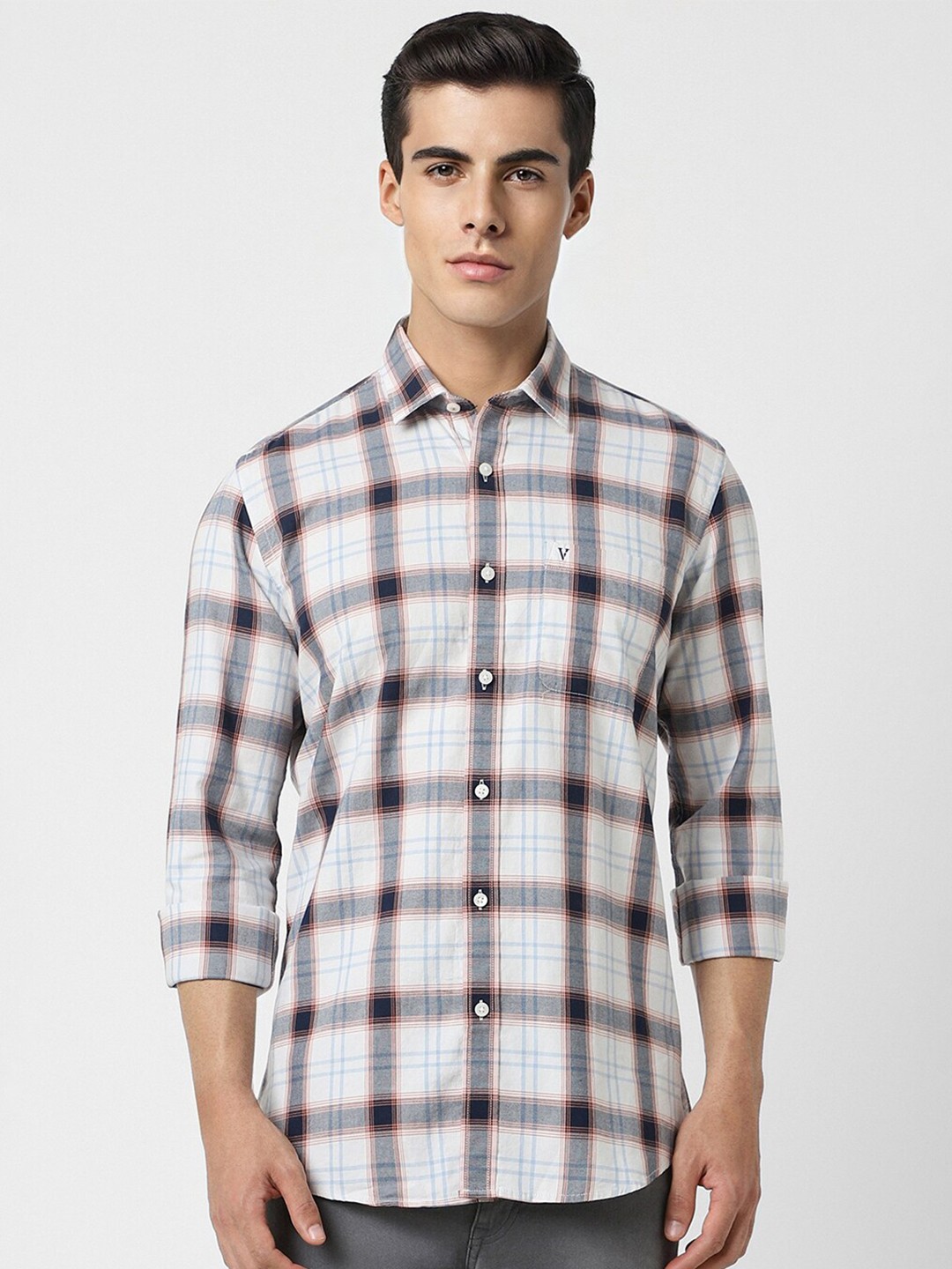 

Van Heusen Sport Checked Slim Fit Cotton Classic Casual Shirt, White