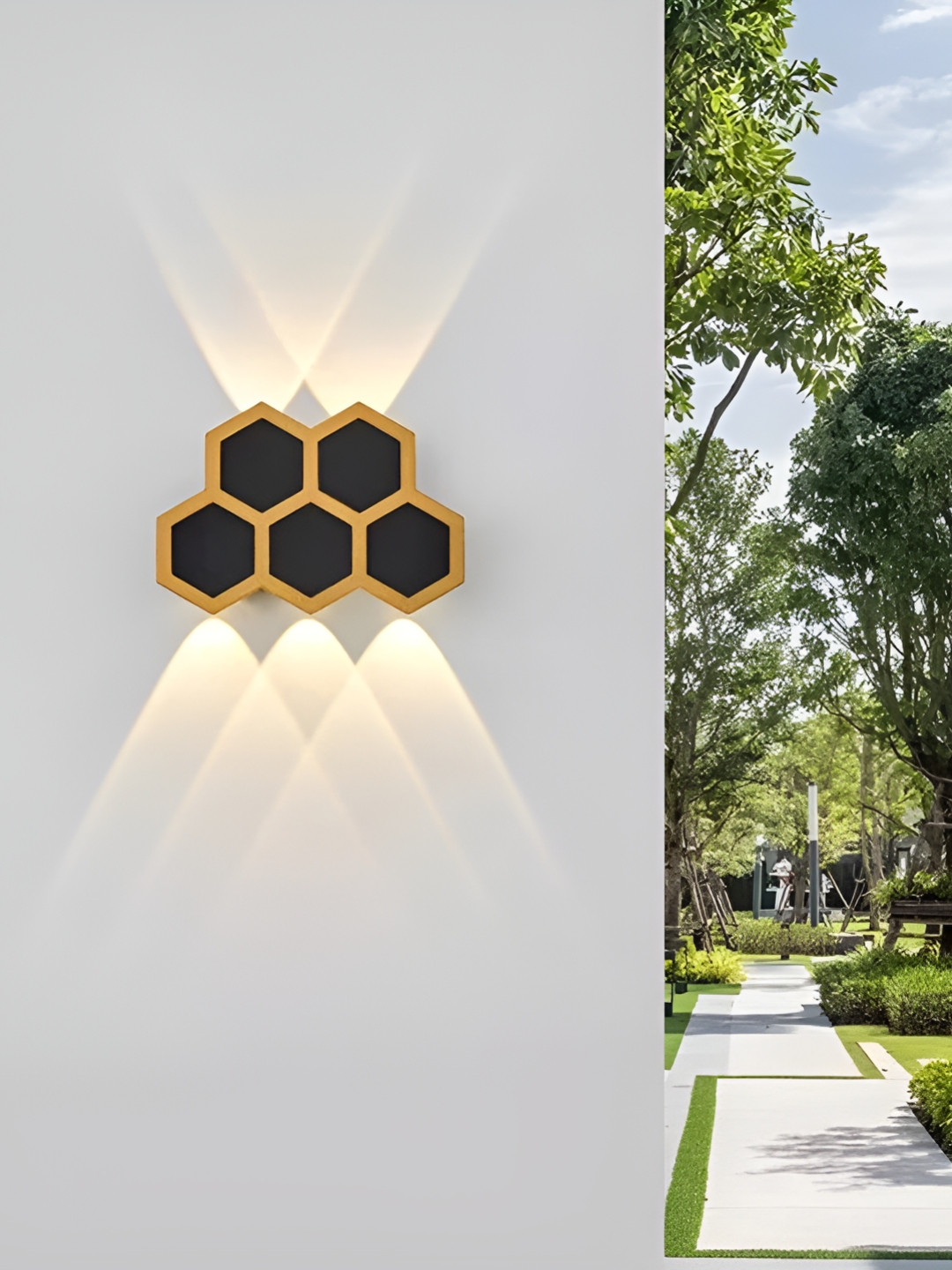 

blissbells Black & Beige Honeycomb 5 Way Outdoor Lamp
