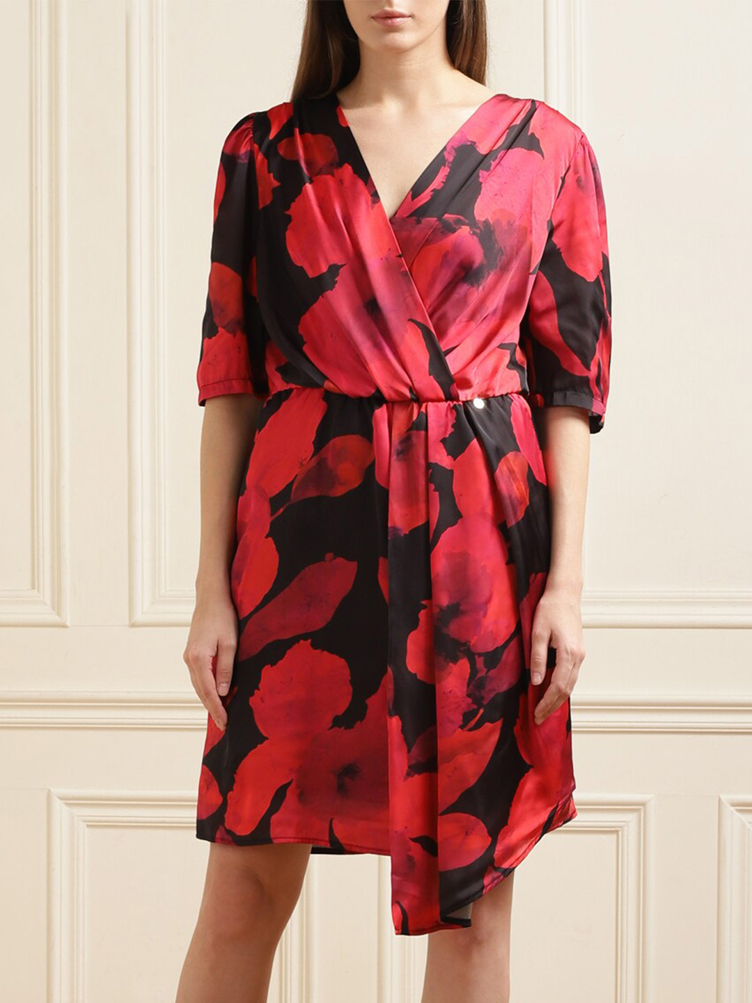 

Rinascimento Abstract Printed A-Line Dress, Red