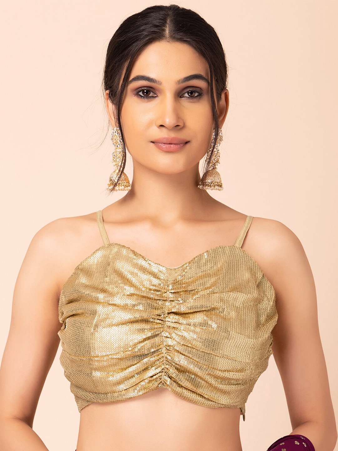 

Rang by Indya Embellished Sequinned Saree Blouse, Gold