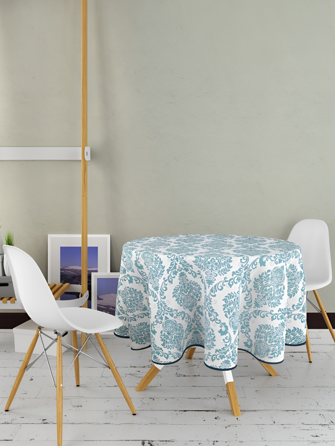 

Texstylers Blue Floral Anti-Slip Cotton Round 4-Seater Table Cover