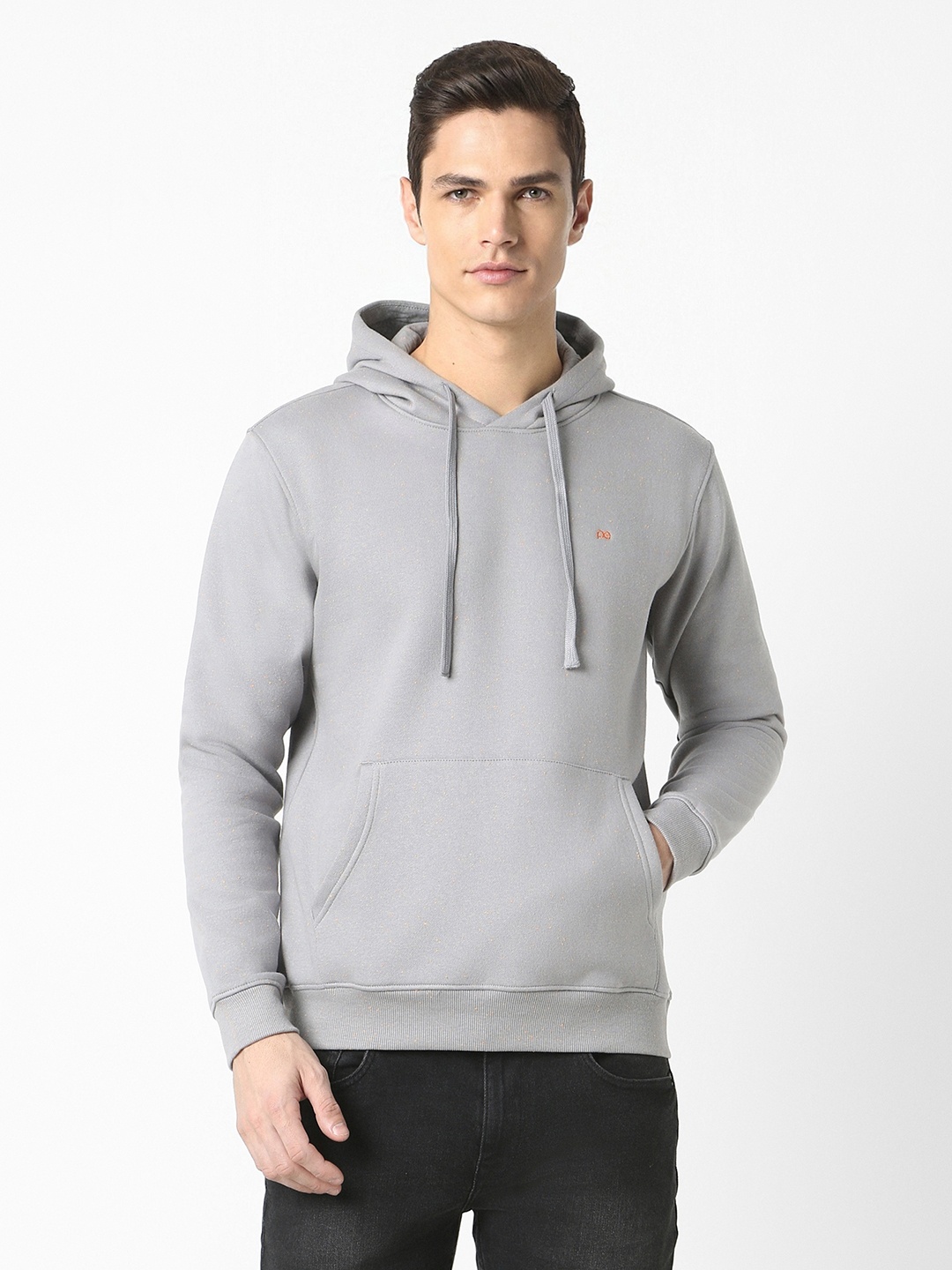 

Peter England Casuals Men Grey Hooded Sweatshirt