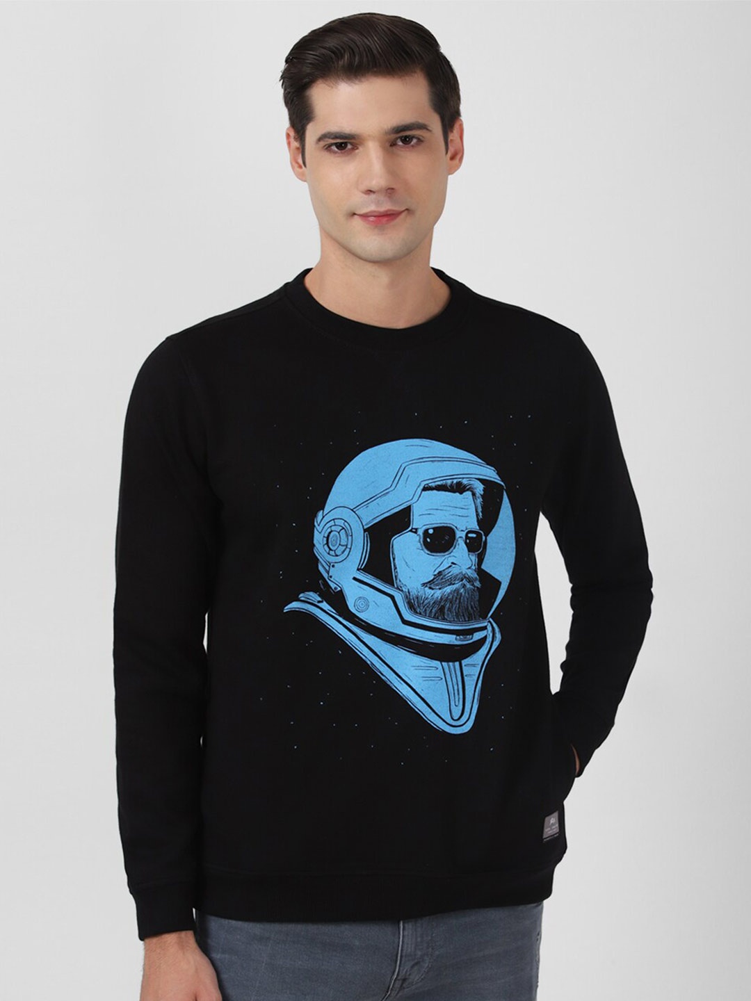 

Peter England Casuals Graphic Printed Pullover Sweatshirt, Black