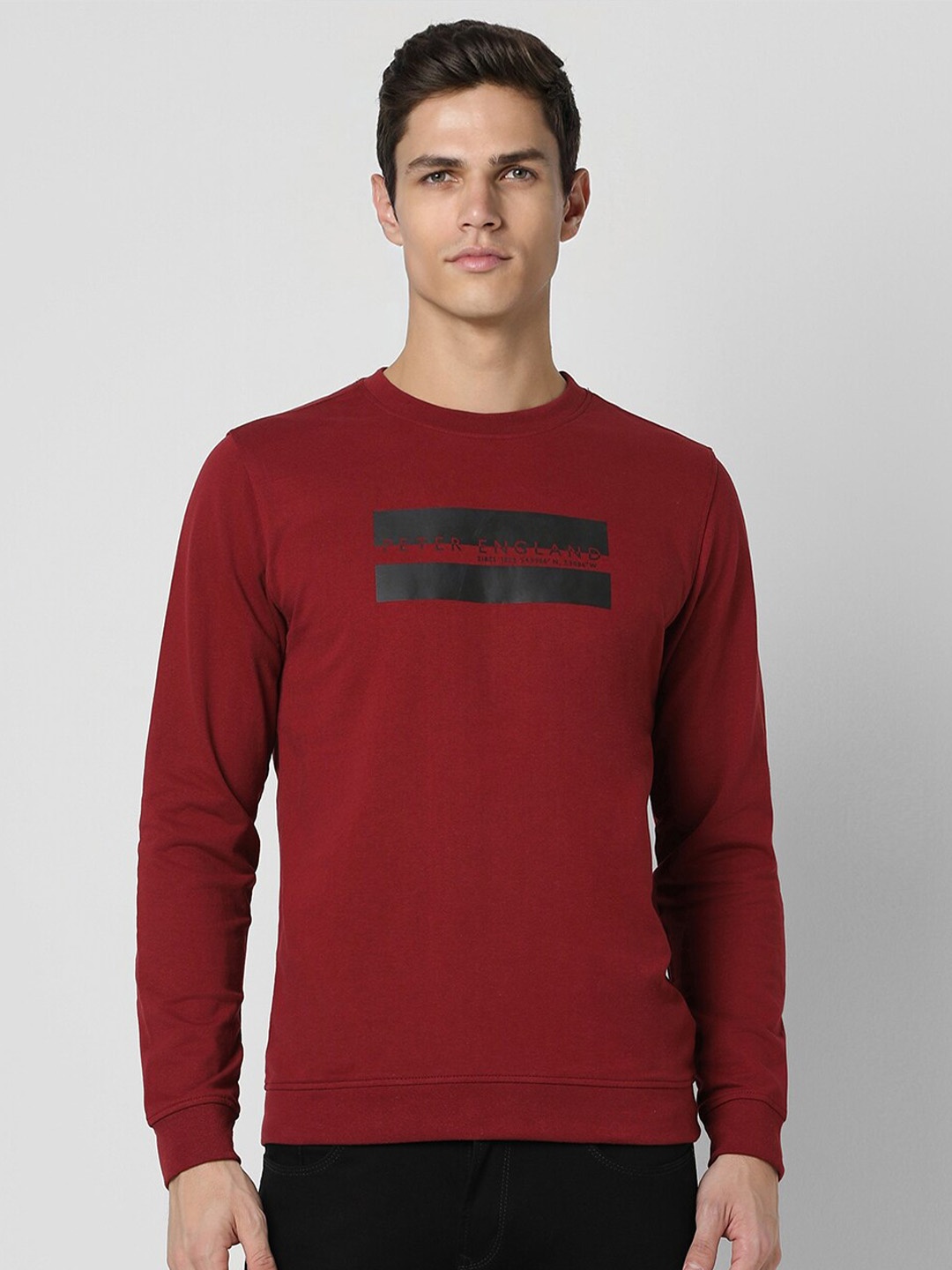 

Peter England Casuals Typography Printed Pullover Sweatshirt, Maroon