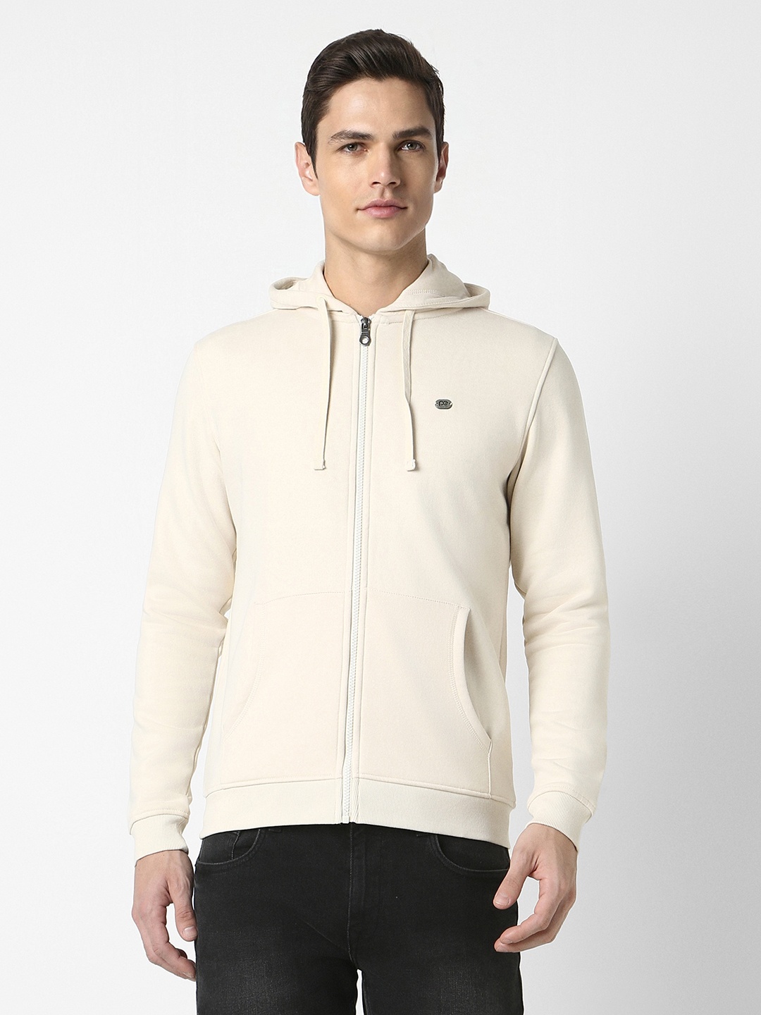

Peter England Casuals Men Beige Hooded Sweatshirt
