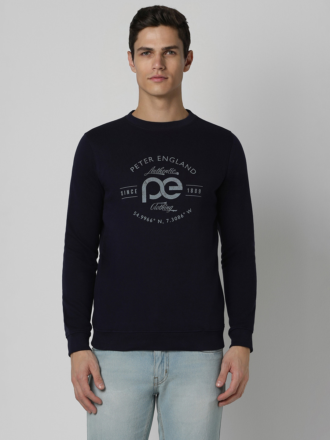 

Peter England Casuals Typography Printed Pullover Sweatshirt, Navy blue