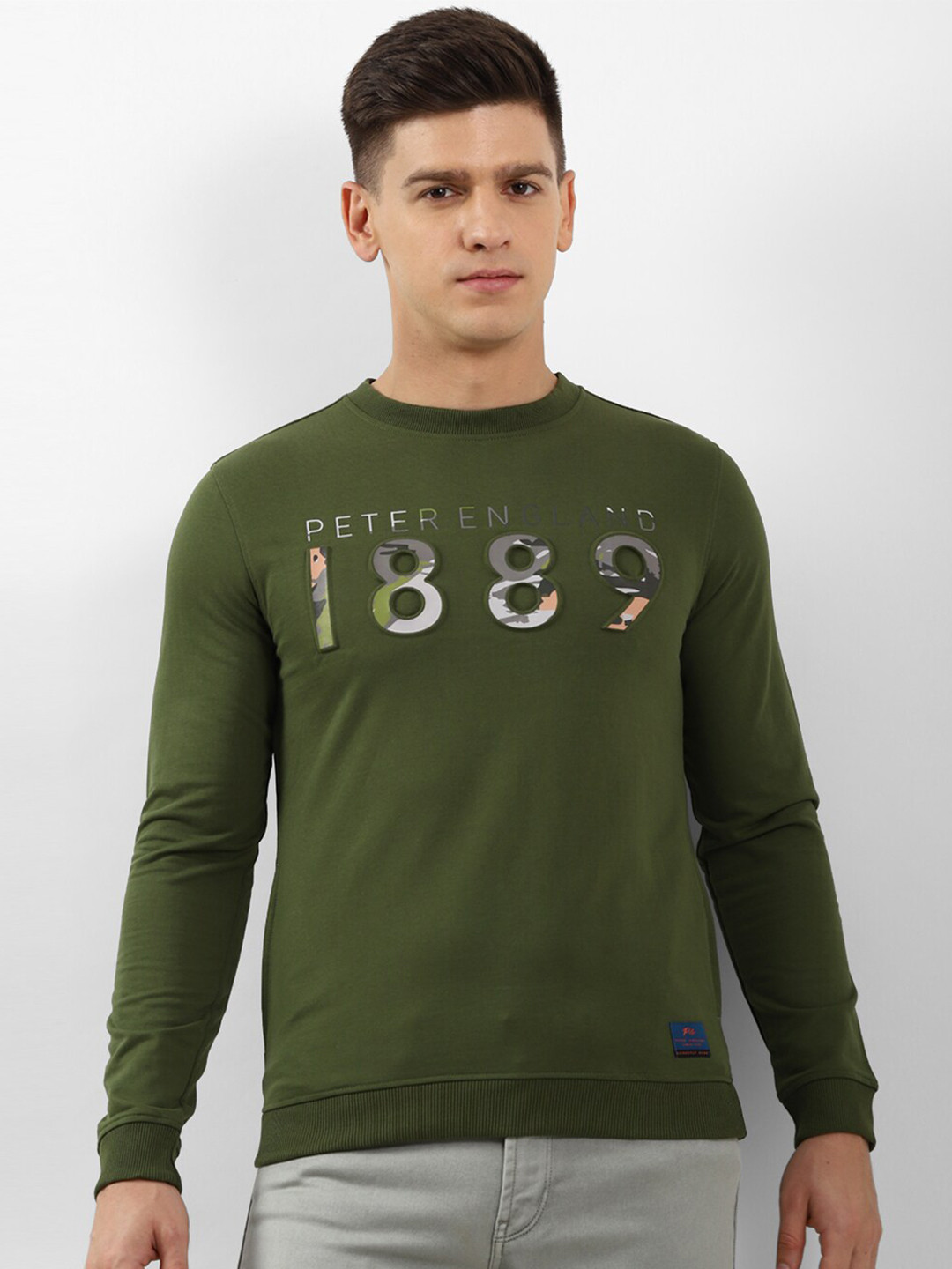 

Peter England Casuals Printed Round Neck Sweatshirt, Green