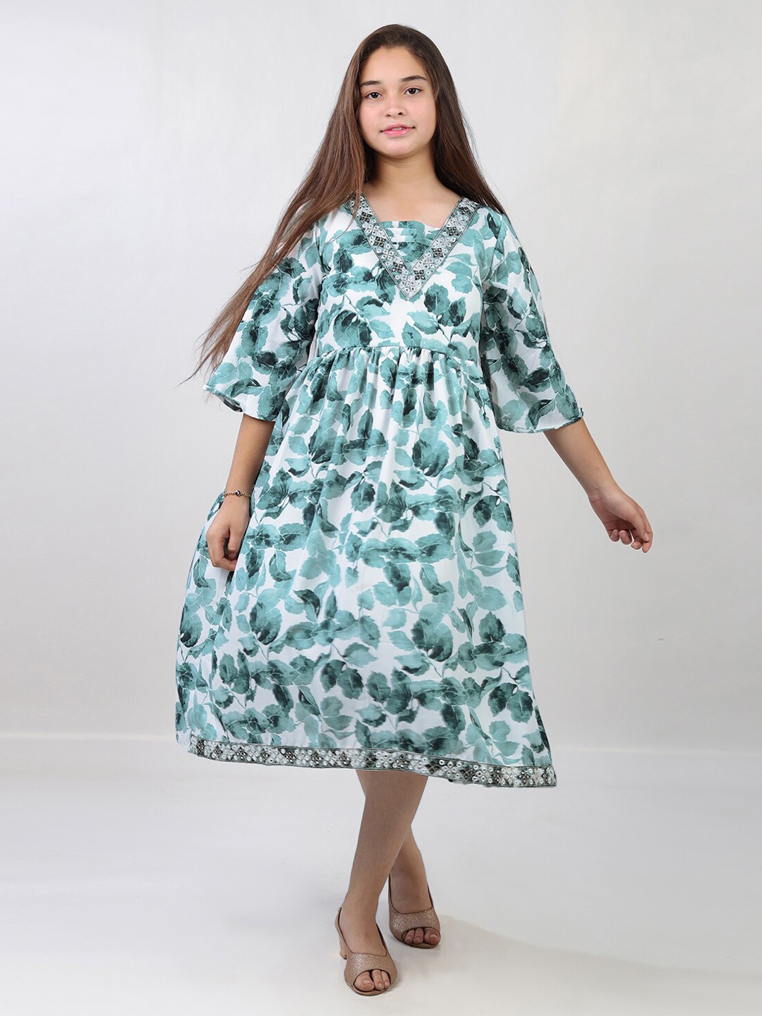 

BAESD Multicoloured Georgette A-Line Midi Dress, Multi