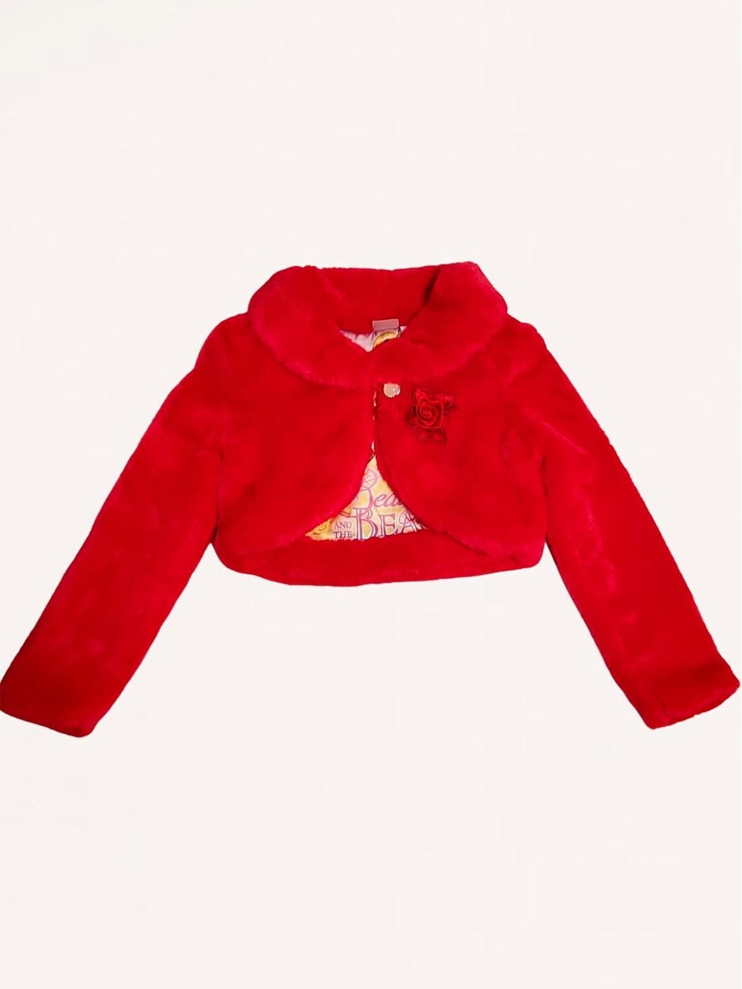 

One Friday Girls Shirt Collar Crop Shrug, Red