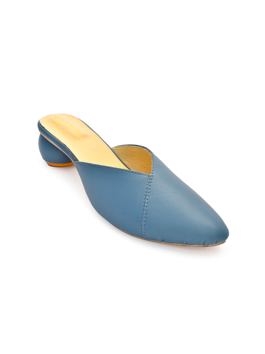 

Padvesh Round Toe Block Heel Mules, Blue