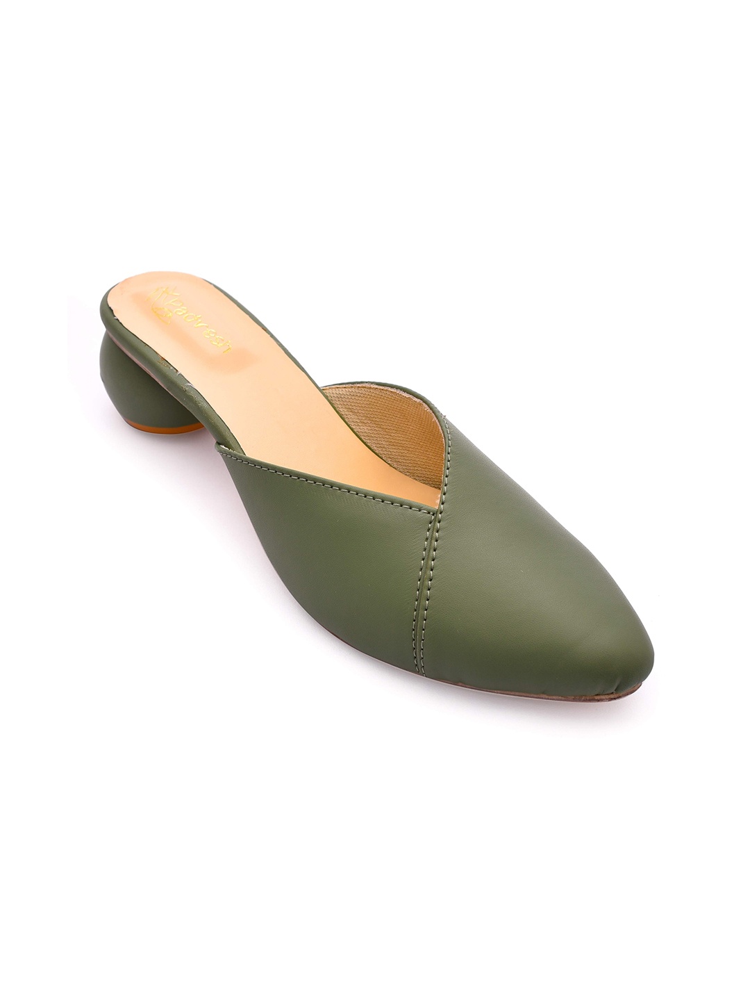 

Padvesh Pointed Toe Mule Block Heels, Olive