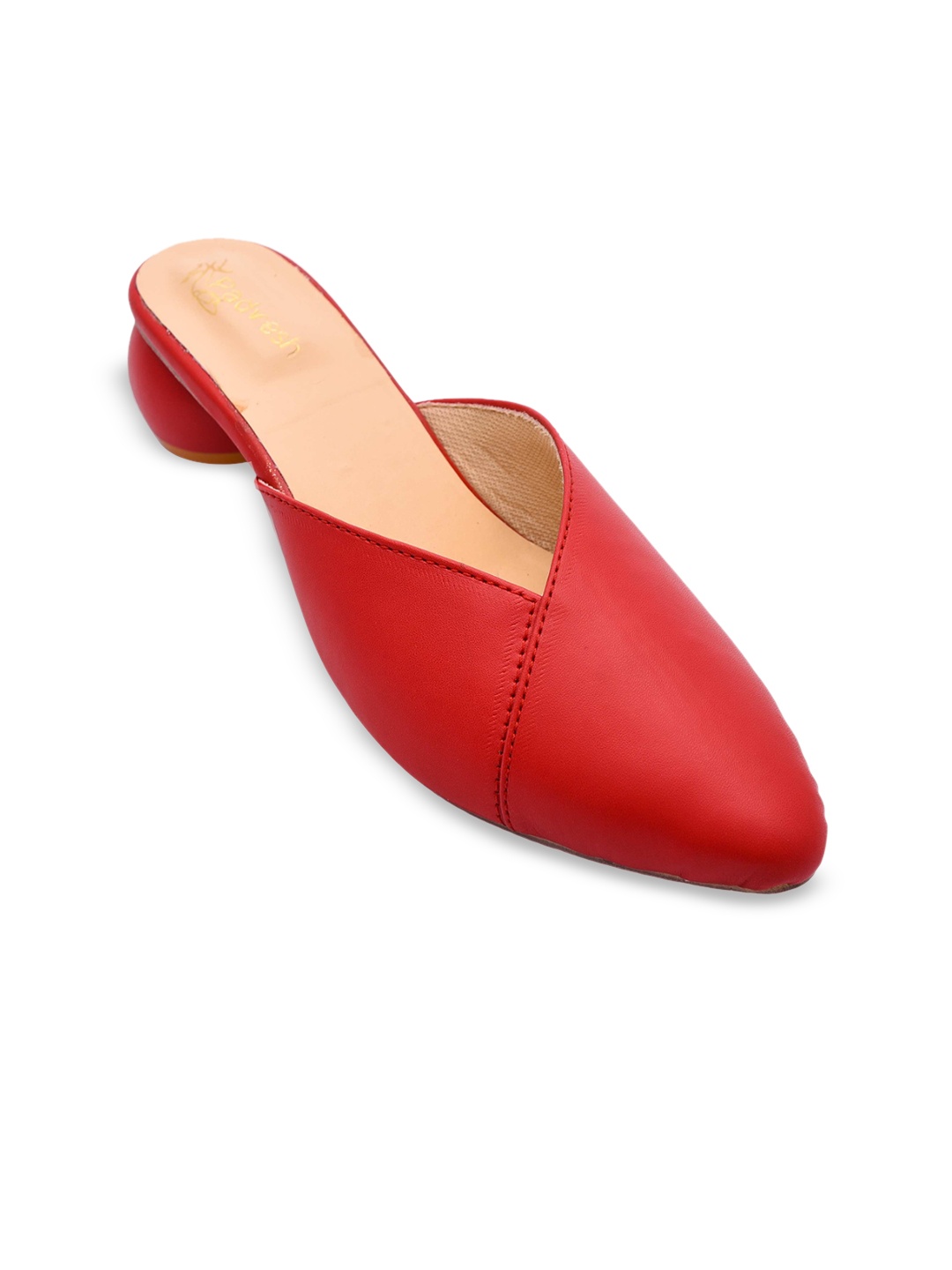 

Padvesh Pointed Toe Mules Block Heels, Red