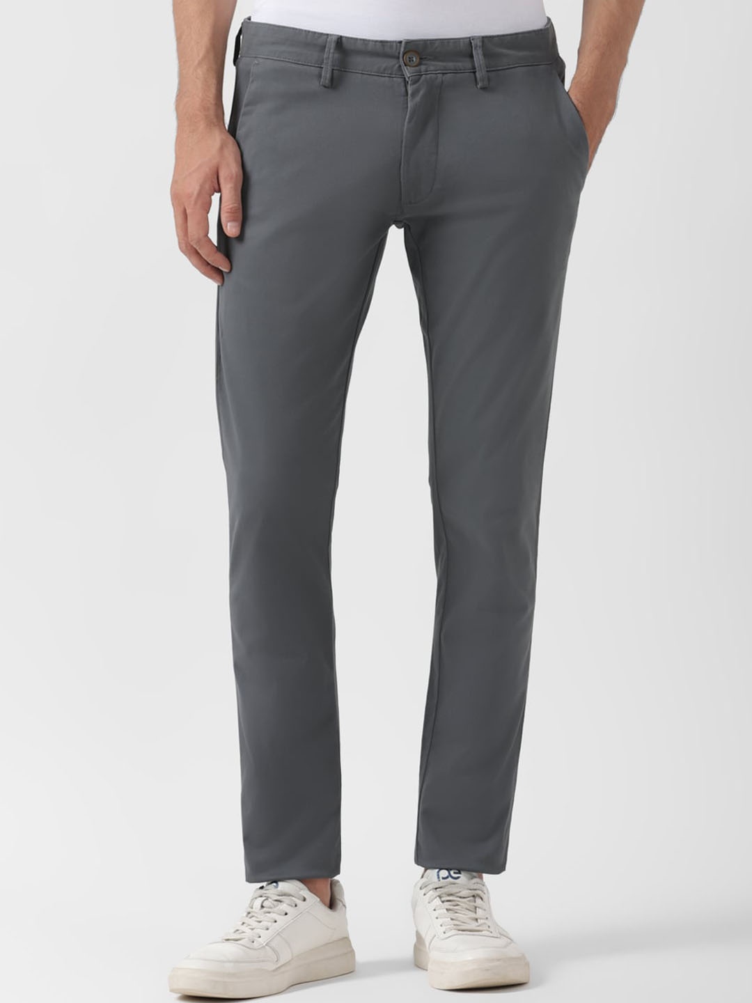 

Peter England Casuals Men Skinny Fit Mid-Rise Trouser, Grey