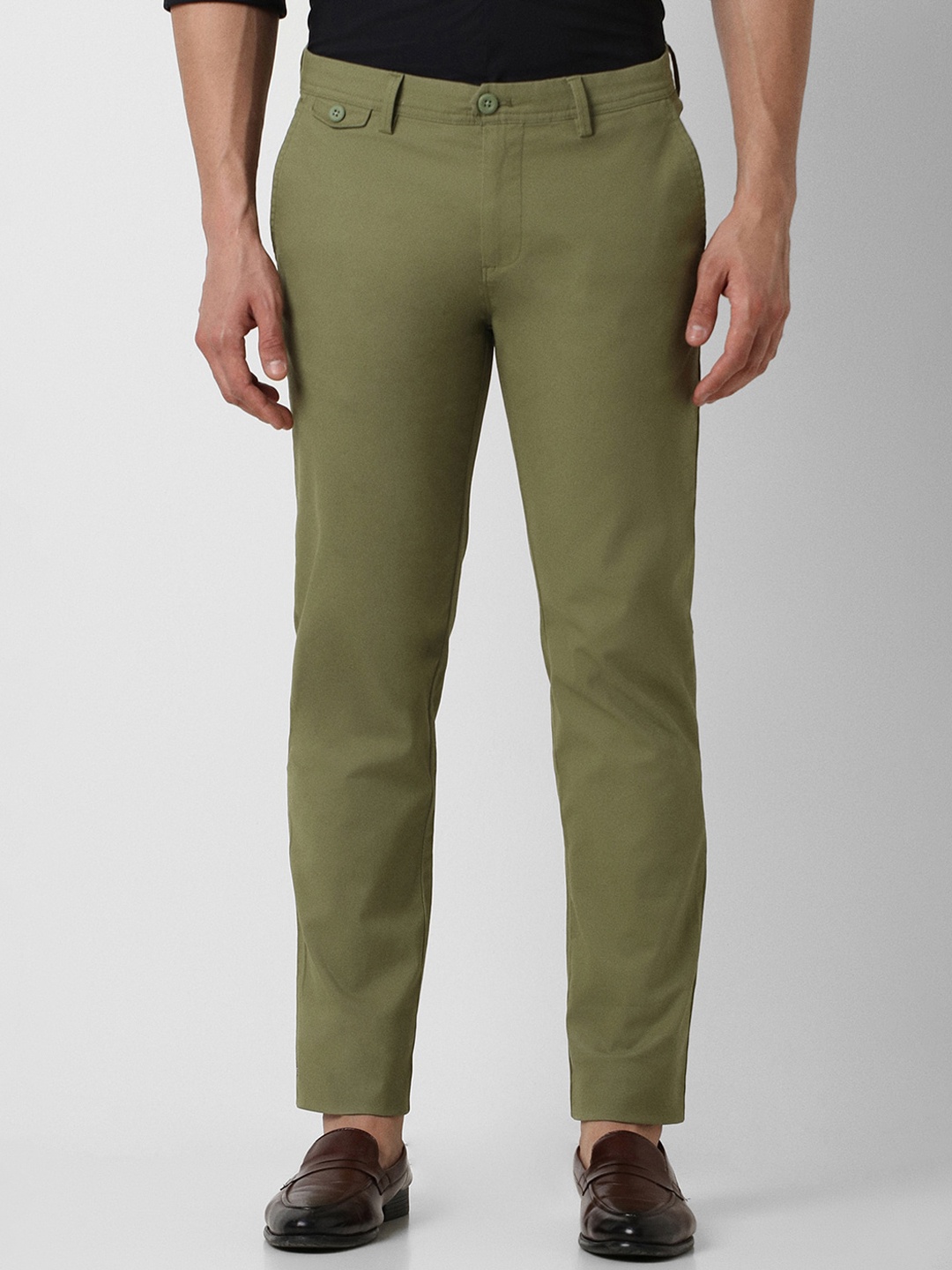 

Peter England Casuals Men Mid Rise Slim Fit Chinos, Olive