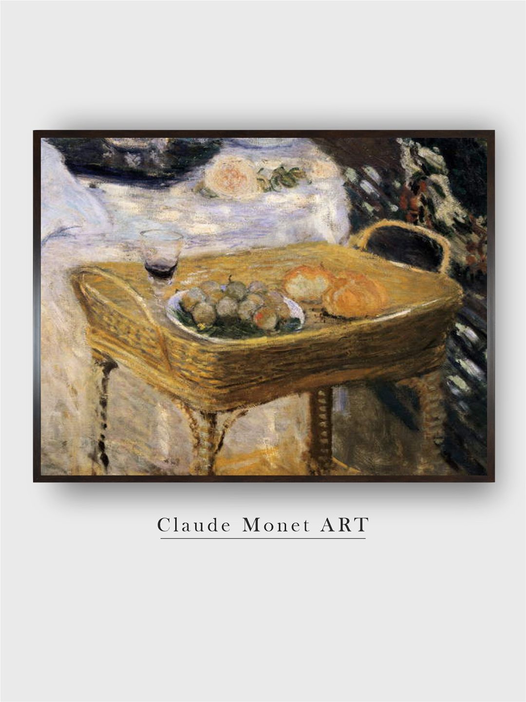 

The Art House Brown Bread and Glass of Wine by Claude Monet Canvas Painting Wall Art