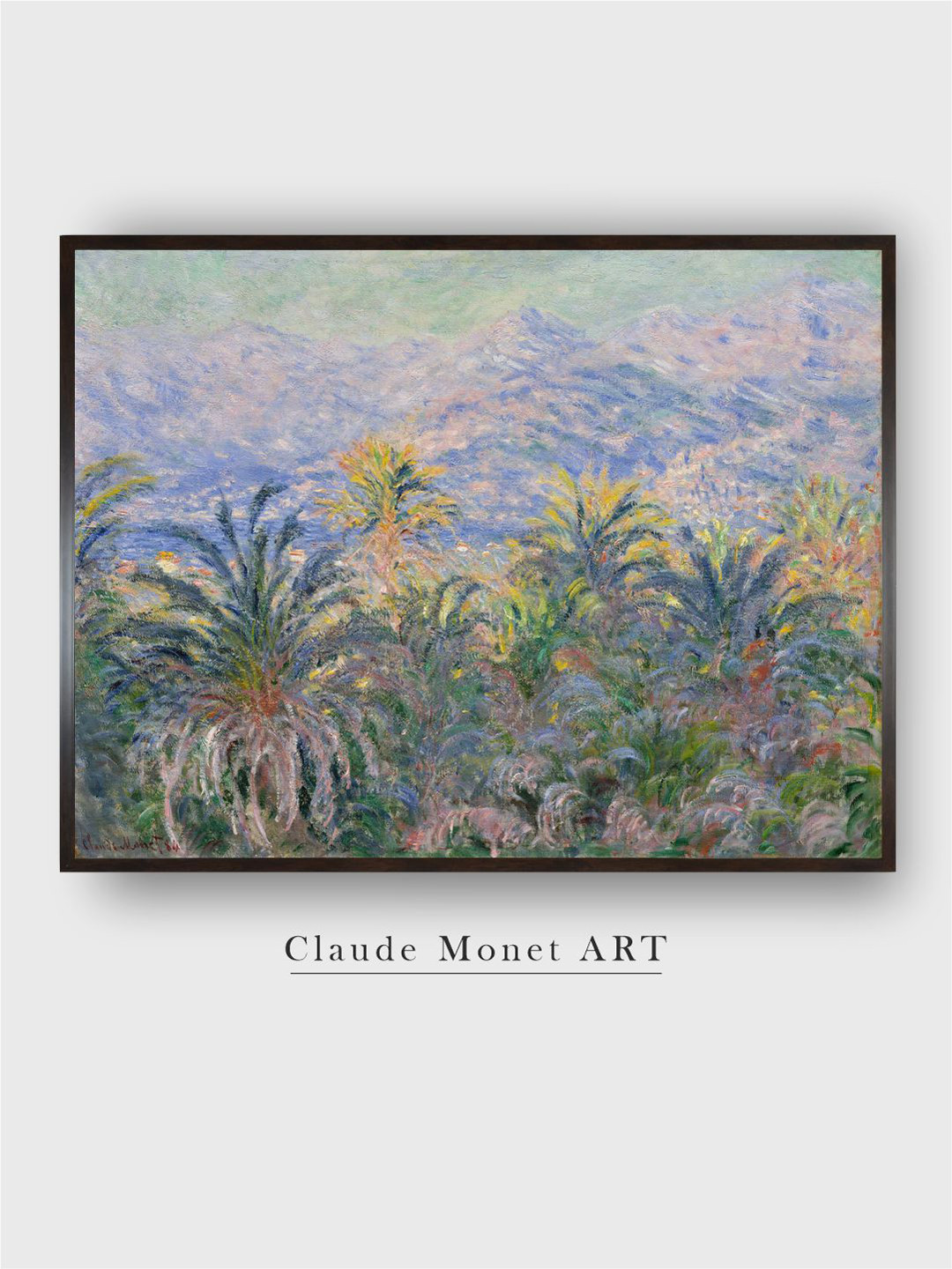 

The Art House Blue & Black Palm Trees at Bordighera Painting Framed Wall Art, Green