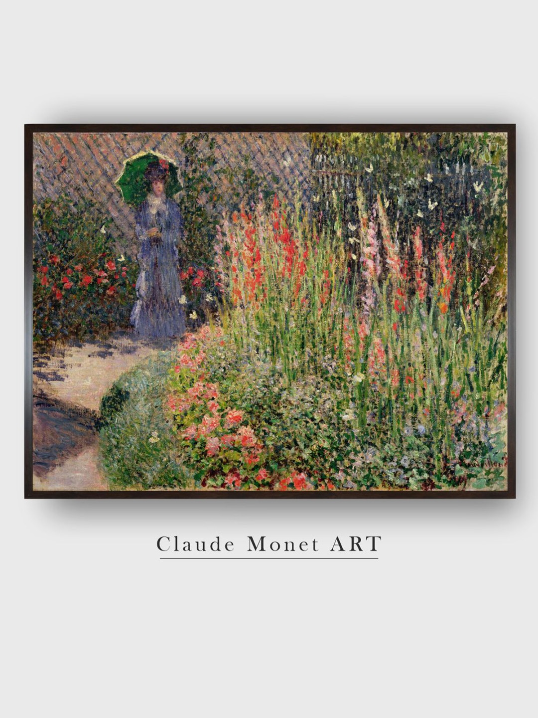 

The Art House Green & Blue Gladioli by Claude Monet Canvas Painting Wall Art