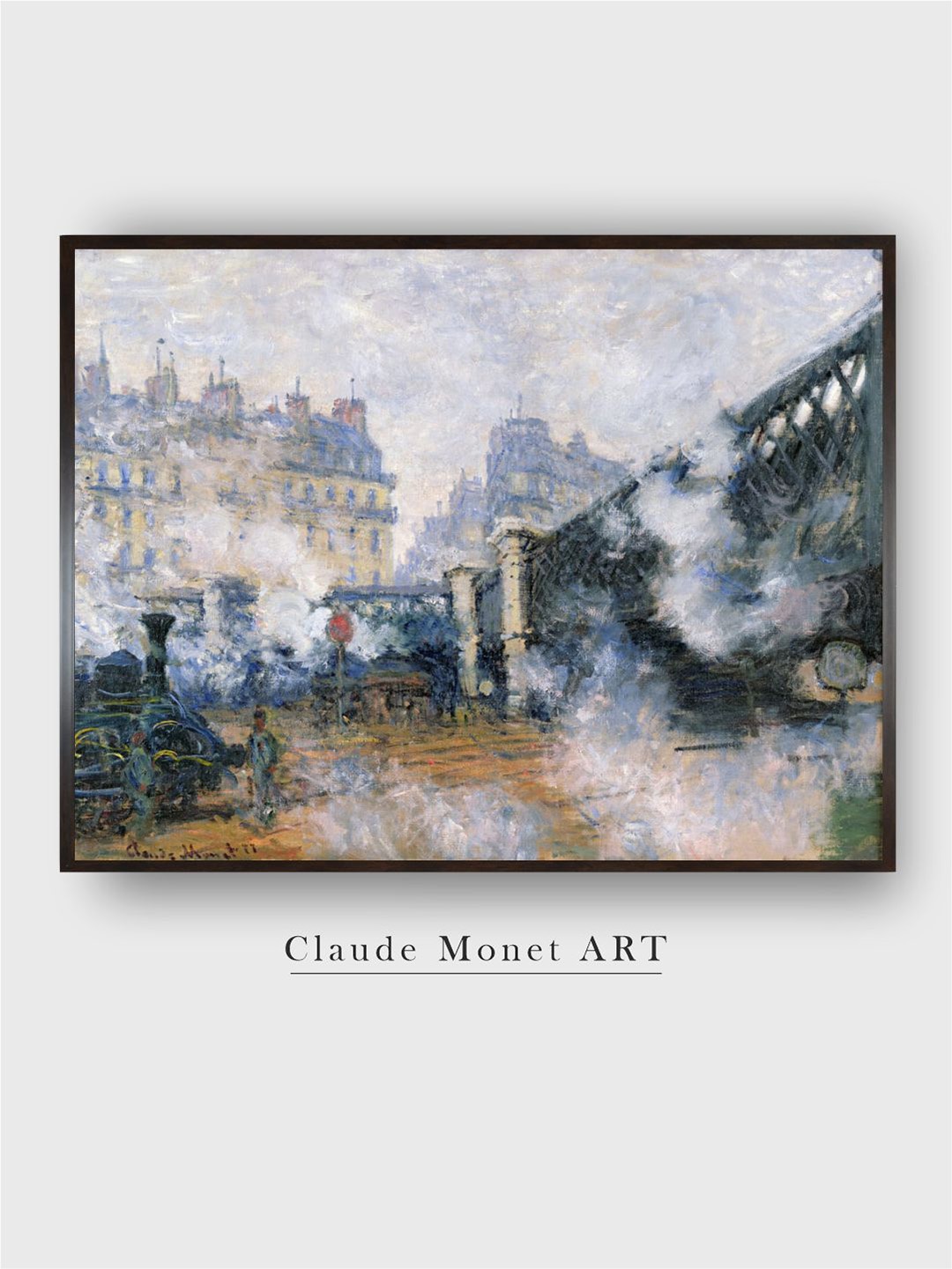 

The Art House Green & White Gare Saint-Lazare Painted Framed Wall Art, Blue