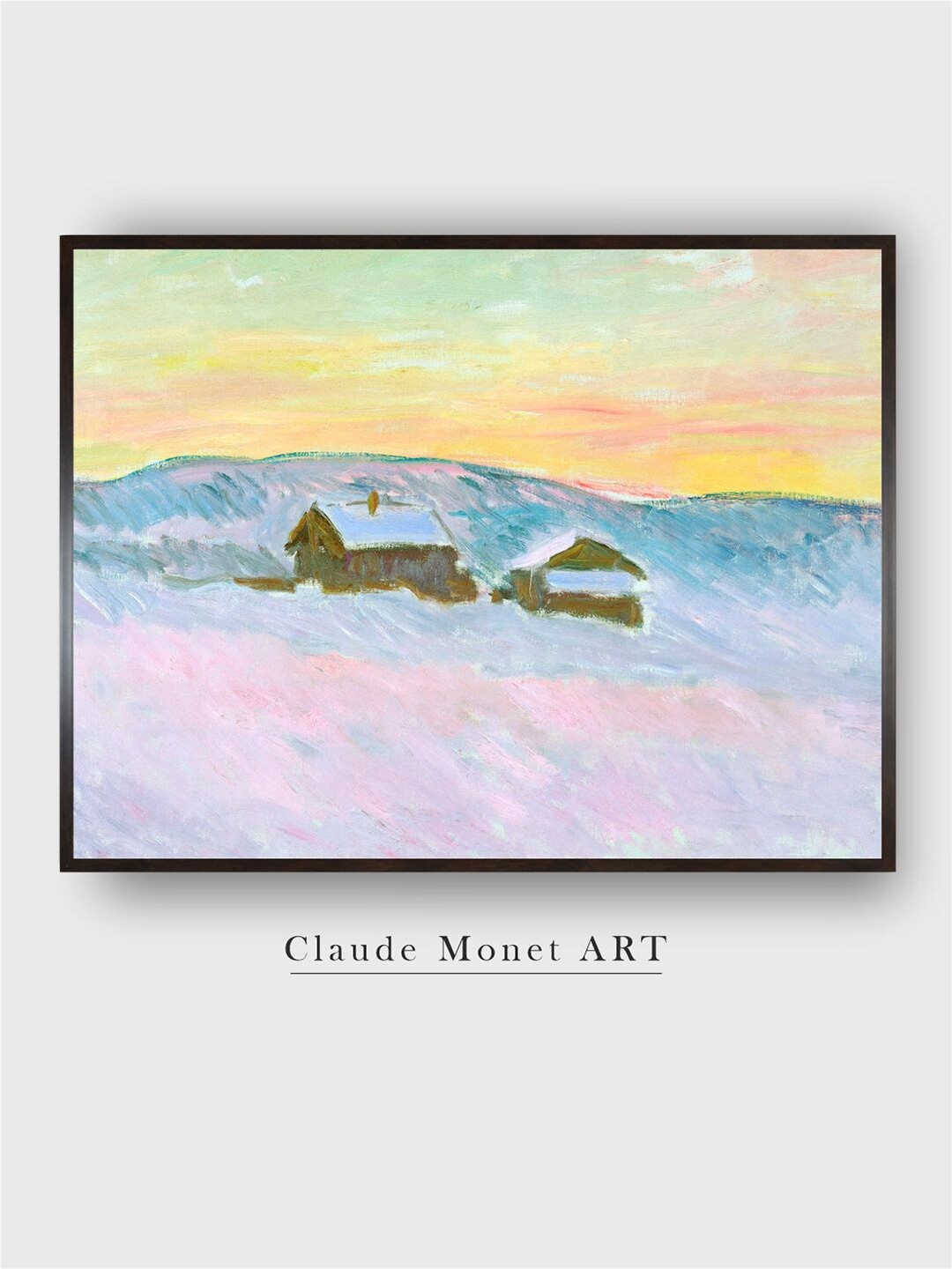 

The Art House Blue & Pink Norwegian Landscape Blue Houses Canvas Painting Wall Art