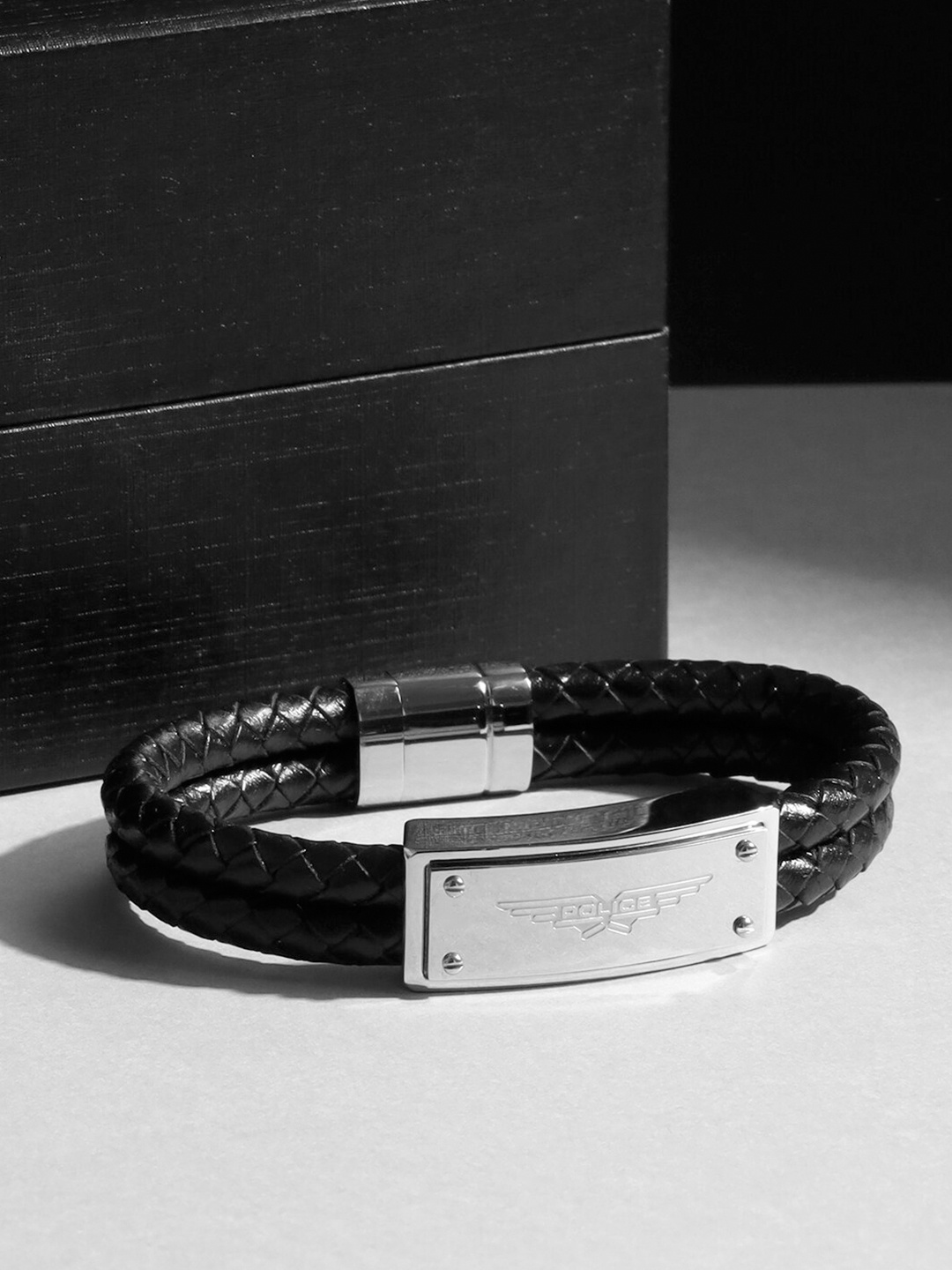 

Police Men Stainless Steel Wraparound Bracelet, Black