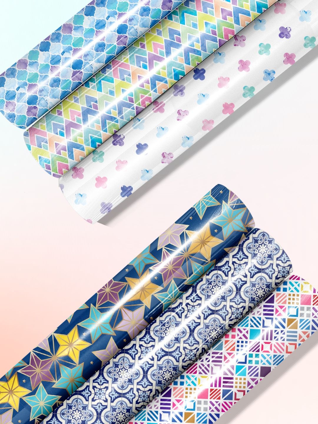 

Doodle Set Of 6 Gift Wrapping Papers, Blue