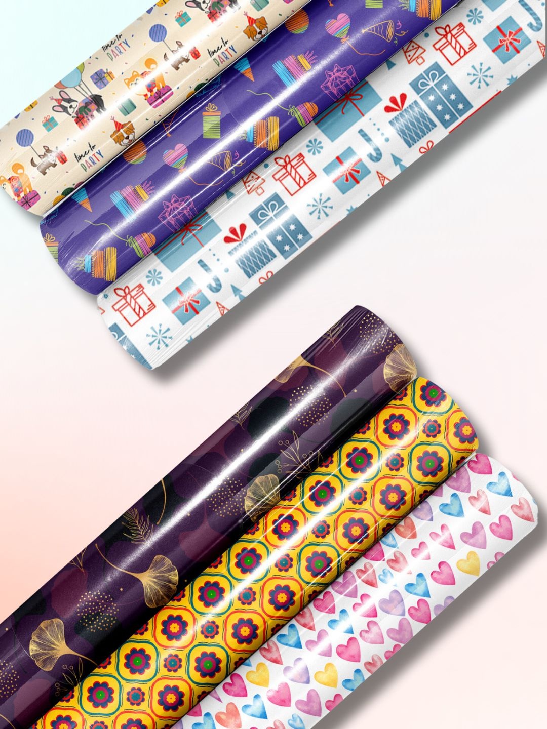 

Doodle Set Of 6 Gift Wrapping Papers, Blue