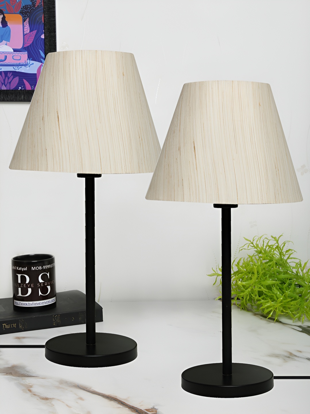 

BTR CRAFTS Cream 2 Pieces Frustum Table Lamp with Adjustable Cord