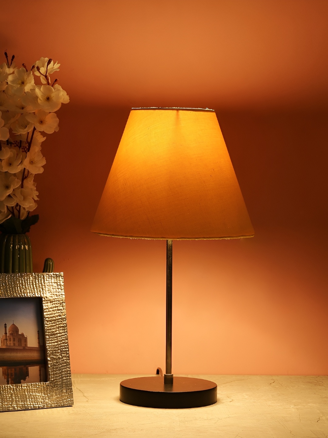 

BTR CRAFTS Yellow & Black 2 Pieces Metal Frustum Table Lamp With Adjustable Cord