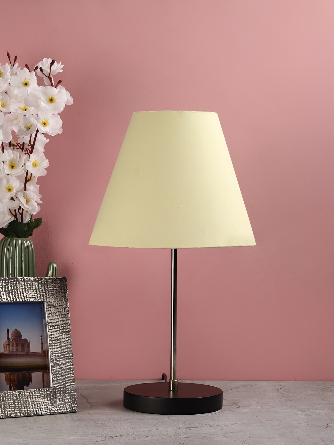 

BTR CRAFTS Yellow & Black 2 Pieces Metal Frustum Table Lamp With Adjustable Cord