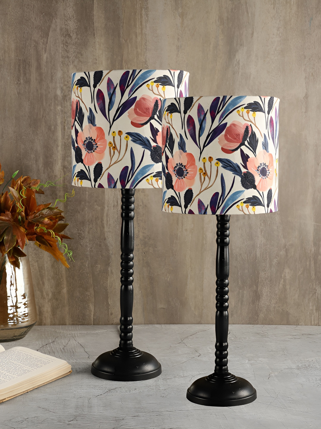 

BTR CRAFTS White & Black 2 Pieces Printed Metal Spherical Table Lamp with Adjustable Cord