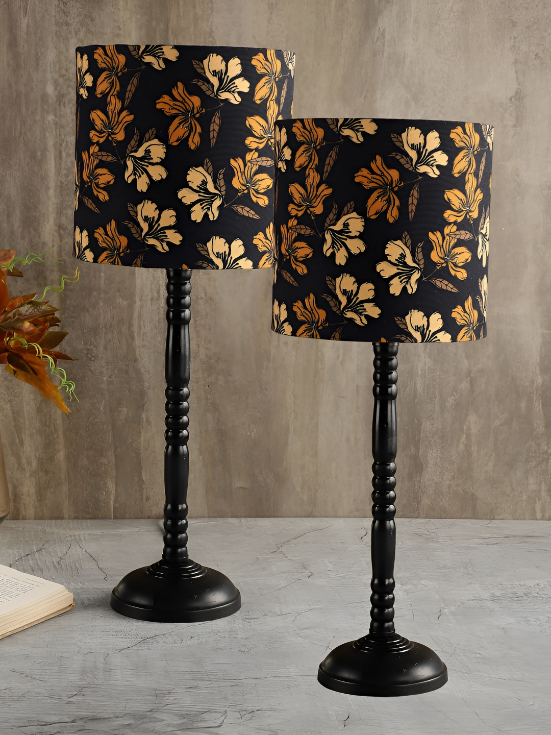 

BTR CRAFTS Black & Gold-Toned 2 Pcs Printed Metal Spherical Table Lamp with Adjustable Cord