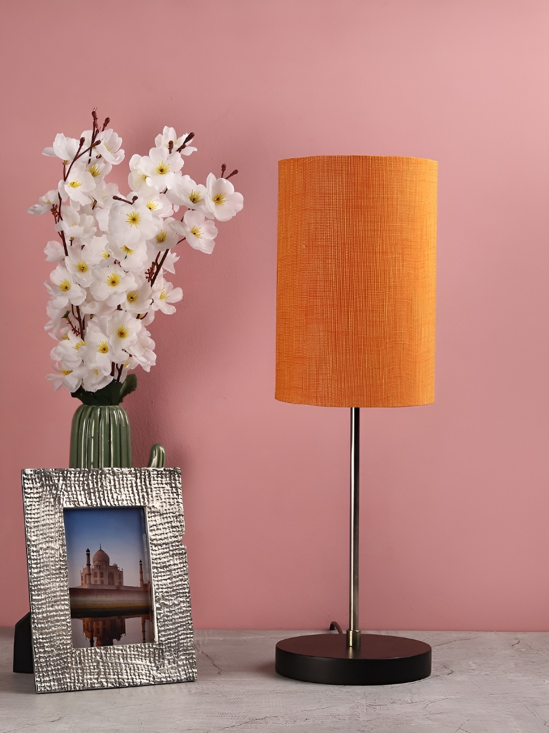 

BTR CRAFTS Orange Textured Table Lamp with Adjustable Cord