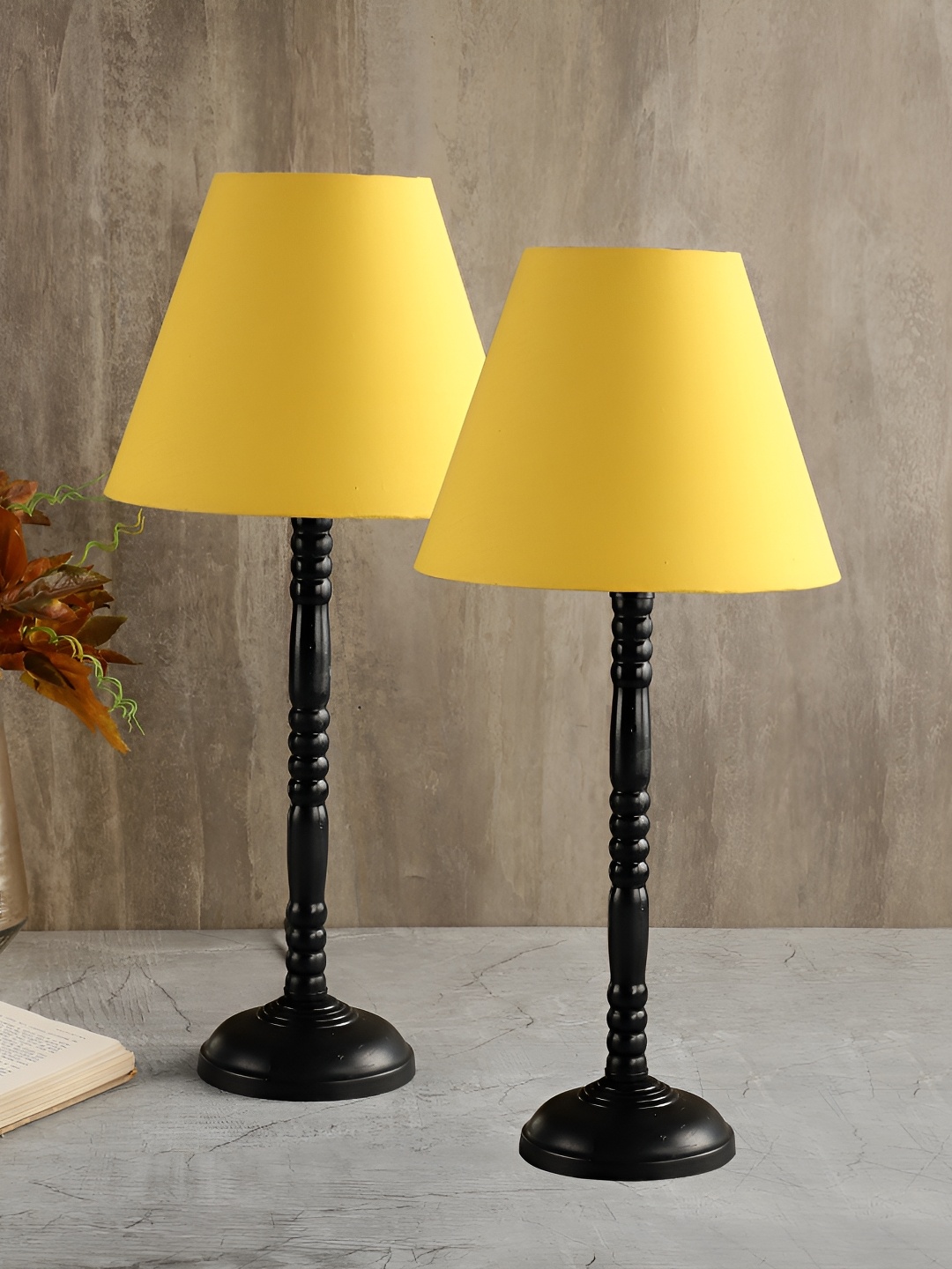 BTR CRAFTS Yellow 2 Pieces Table Lamps with Adjustable Cord