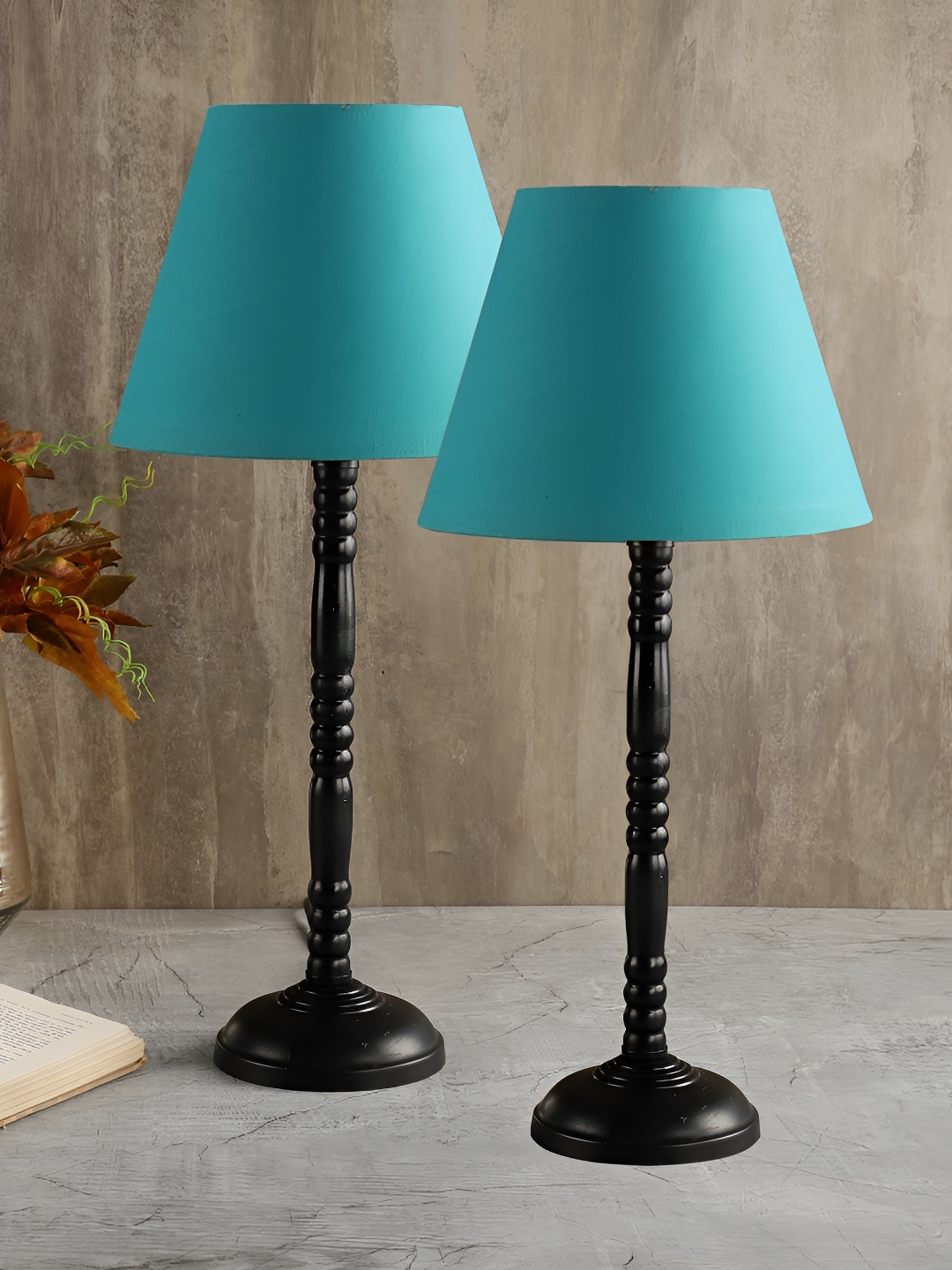 BTR CRAFTS Teal 2 Pieces Table Lamps with Adjustable Cord