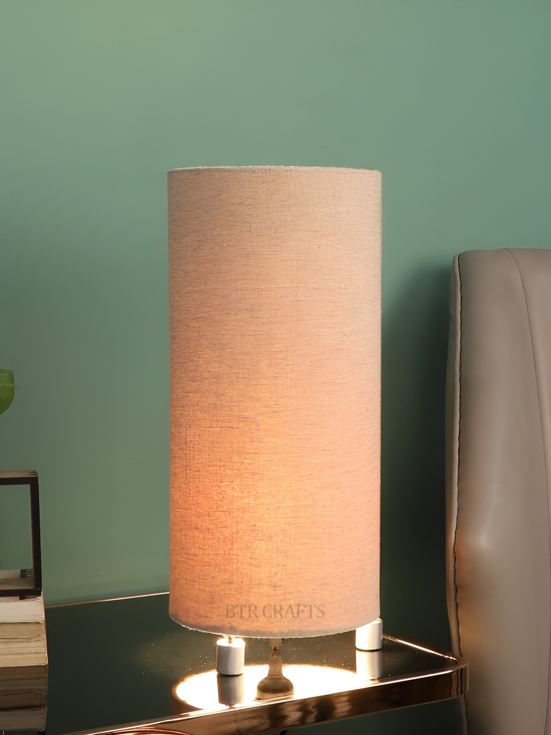 

BTR CRAFTS Beige Cylindrical Shaped Metal Table Lamp With Adjustable Cord