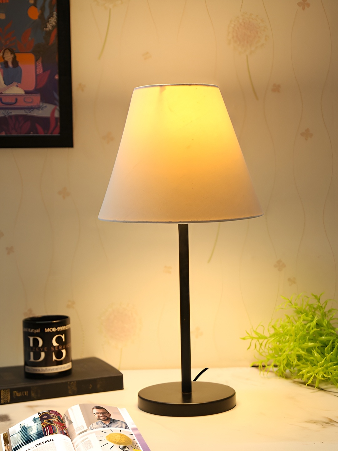

BTR CRAFTS White & Black 2 Pieces Frustum Shaped Metal Table Lamp & Adjustable Cord