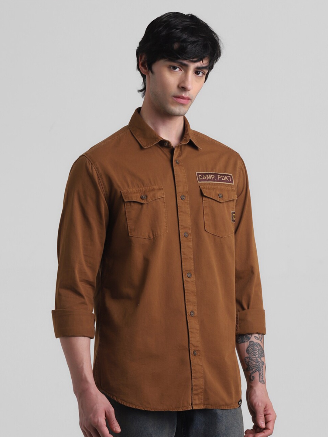 

Jack & Jones Slim Fit Classic Cotton Casual Shirt, Brown