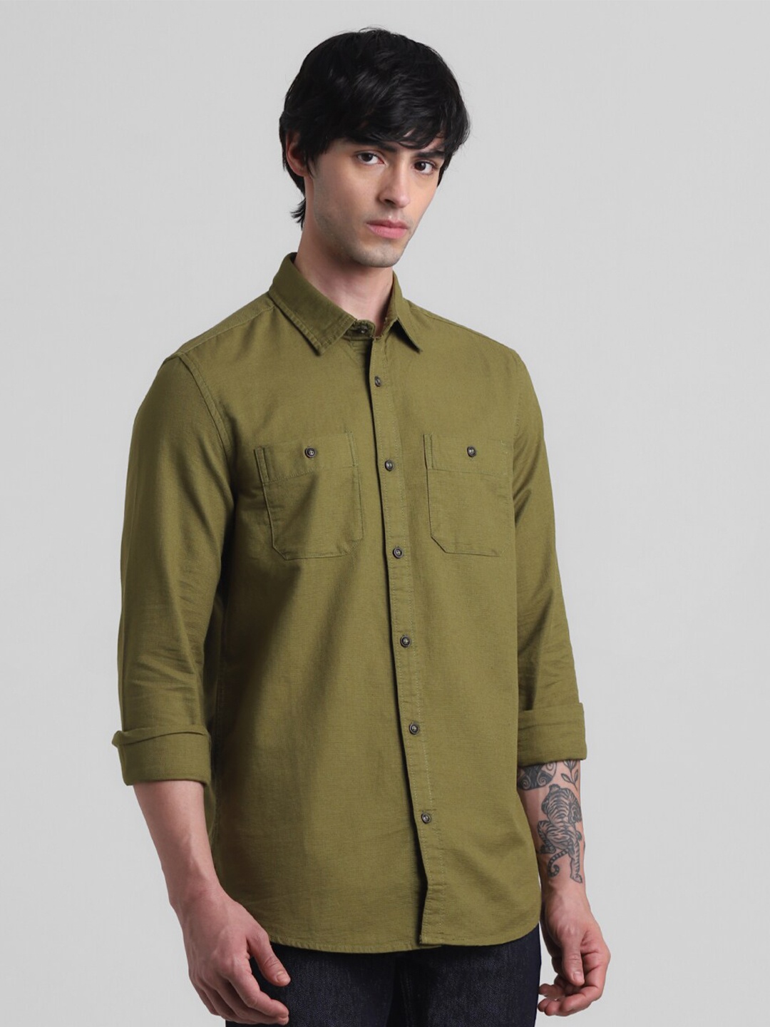 

Jack & Jones Slim Fit Pure Cotton Casual Shirt, Green