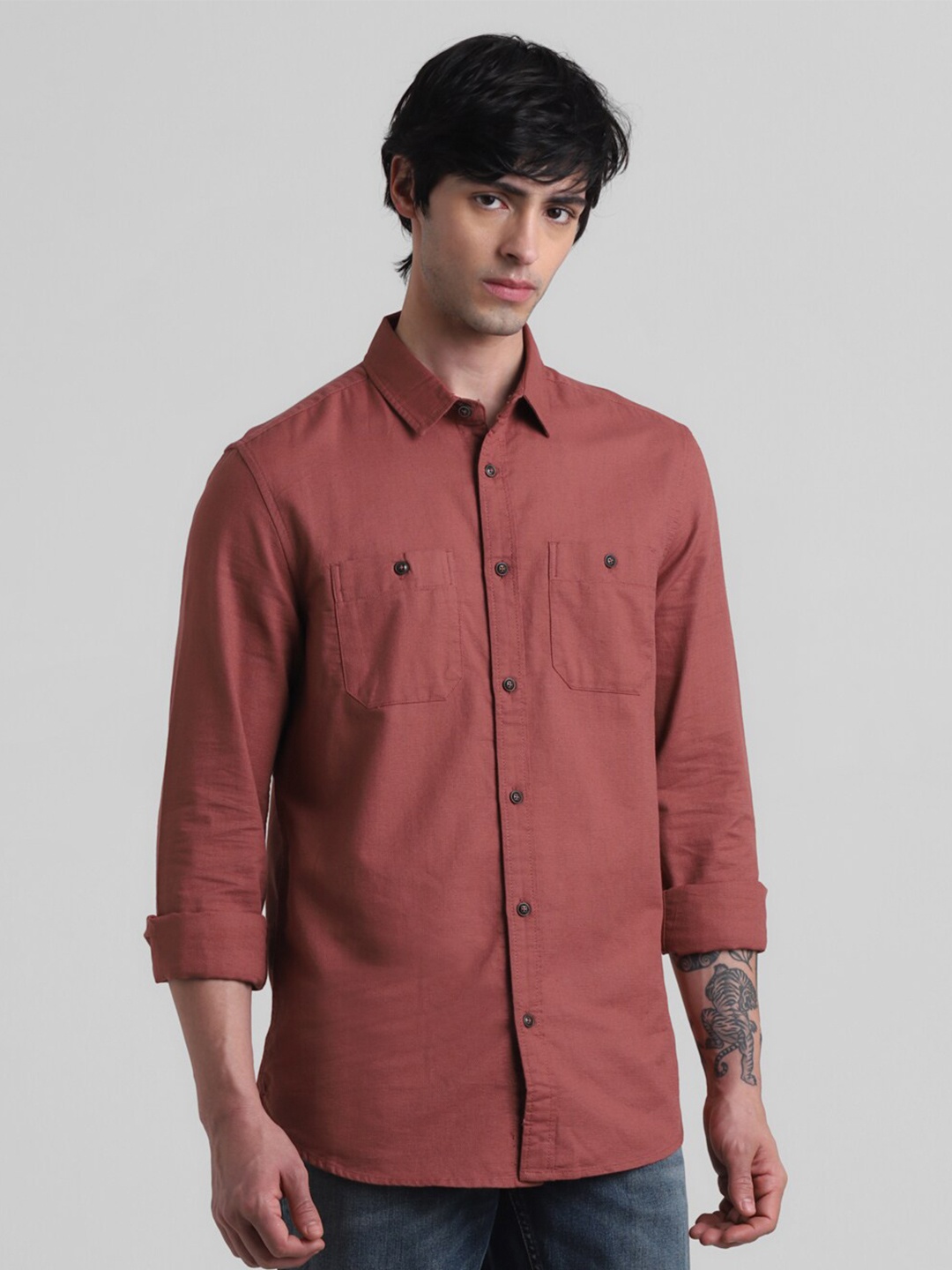 

Jack & Jones Slim Fit Pure Cotton Casual Shirt, Red