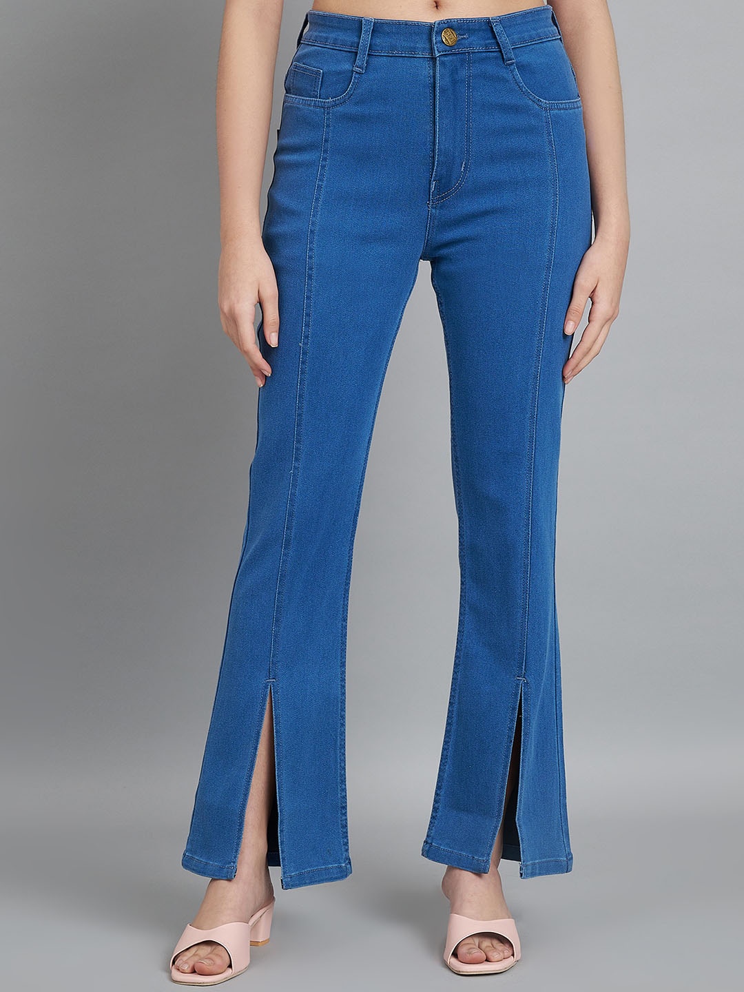 

BAESD Women Jean Bootcut High-Rise Light Fade Stretchable Jeans, Blue