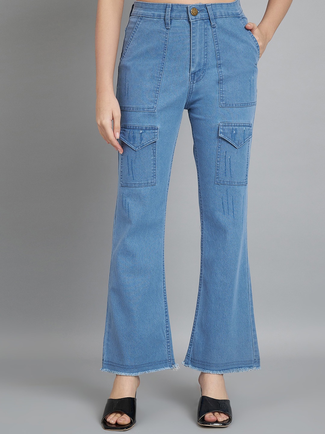 

BAESD Women Jean Bootcut High-Rise Clean Look Stretchable Jeans, Blue