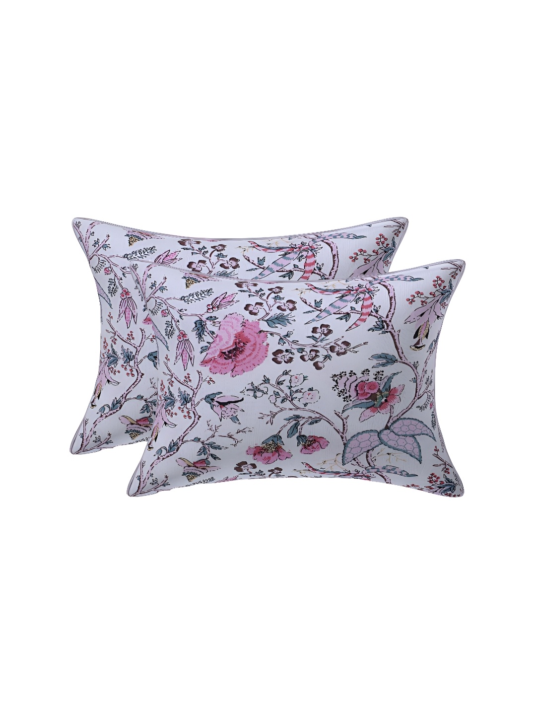 

Texstylers White & Pink 2 Pieces Cotton Rectangle Cushion Covers