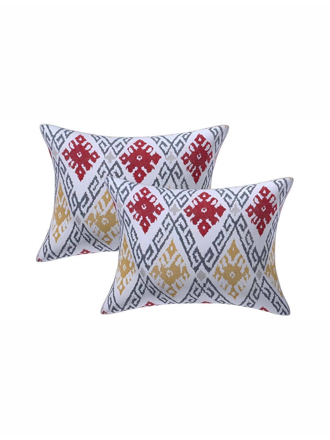 

Texstylers White & Red 2 Pieces Cotton Rectangle Cushion Covers