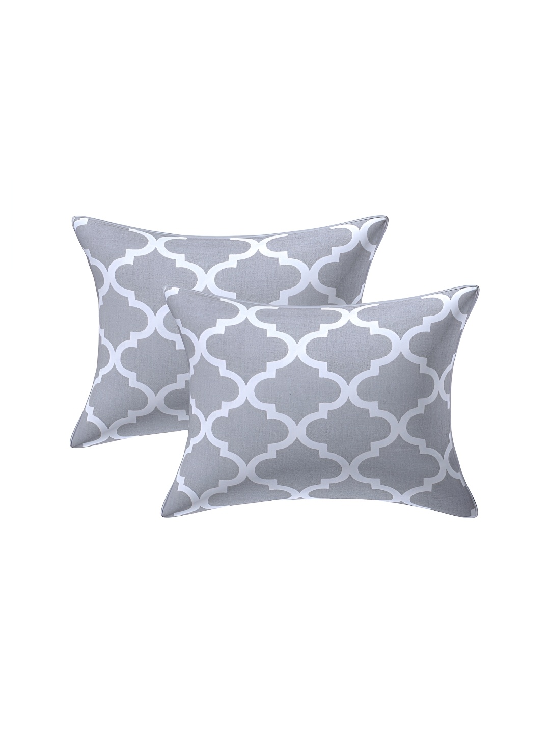 

Texstylers Grey & White 2 Pieces Abstract Printed Cotton Rectangle Cushion Covers
