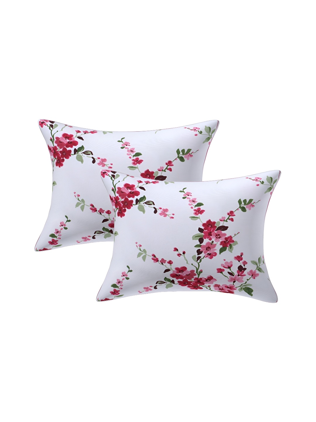 

Texstylers White & Pink 2 Pieces Cotton Rectangle Cushion Covers