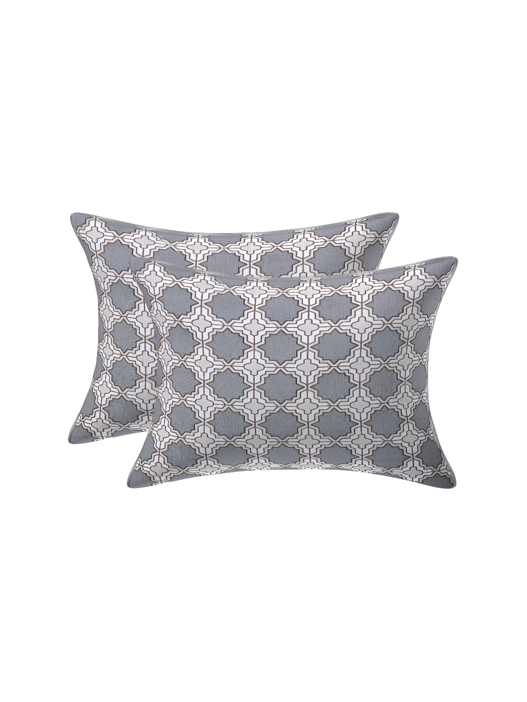 

Texstylers White & Grey 2 Pieces Cotton Rectangle Cushion Covers