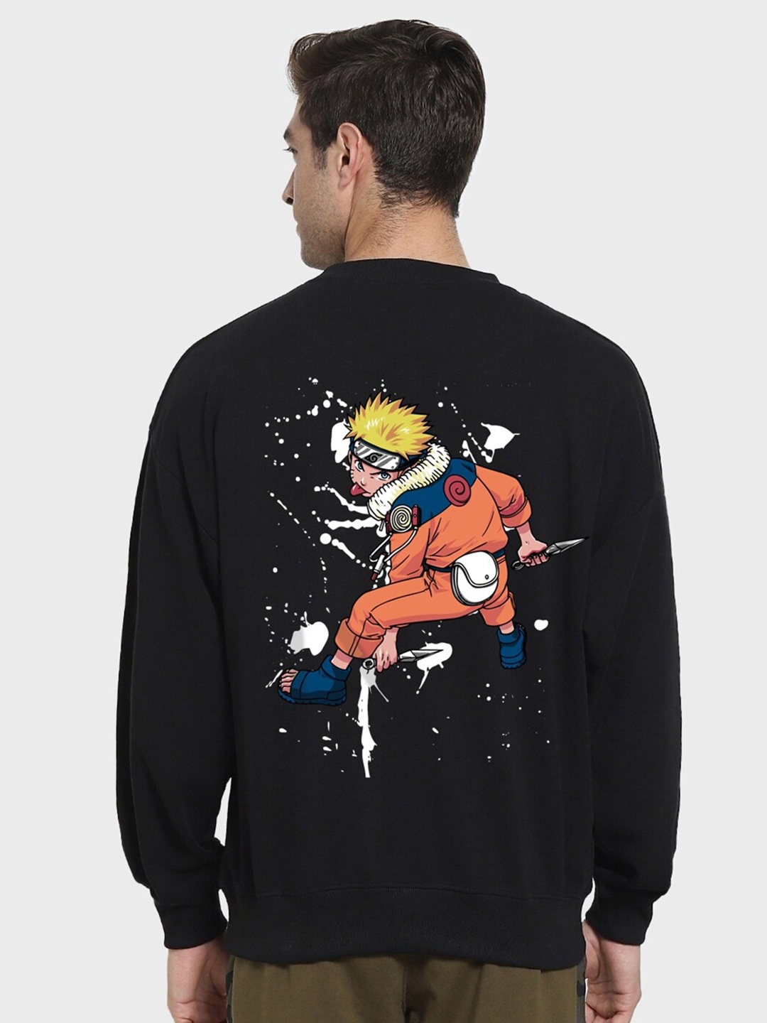 

Bewakoof Naruto Men Naruto Pose Graphic Printed Oversized Sweatshirt, Black