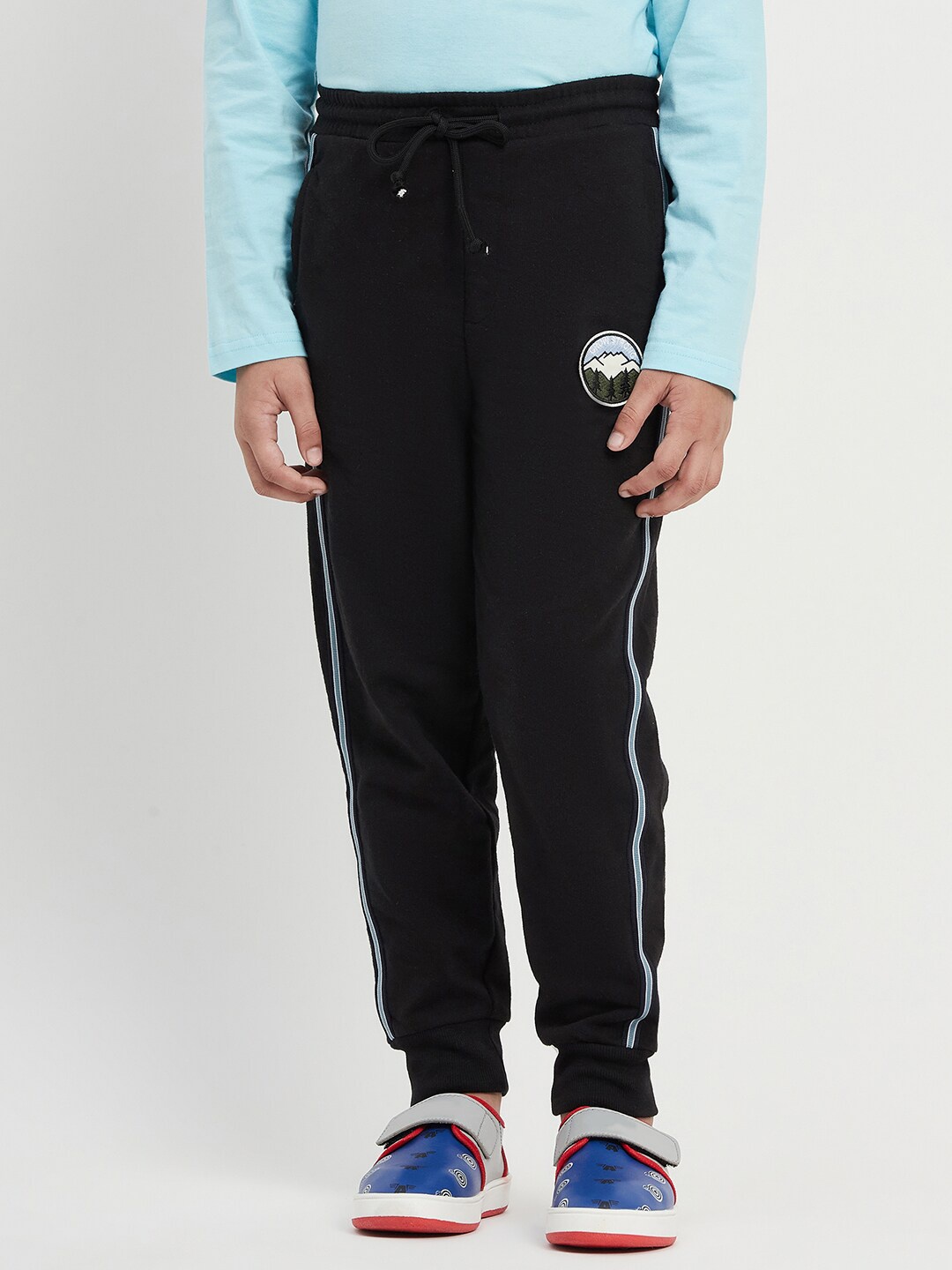 

Purple United Kids Boys Mid-Rise Cotton Joggers, Black
