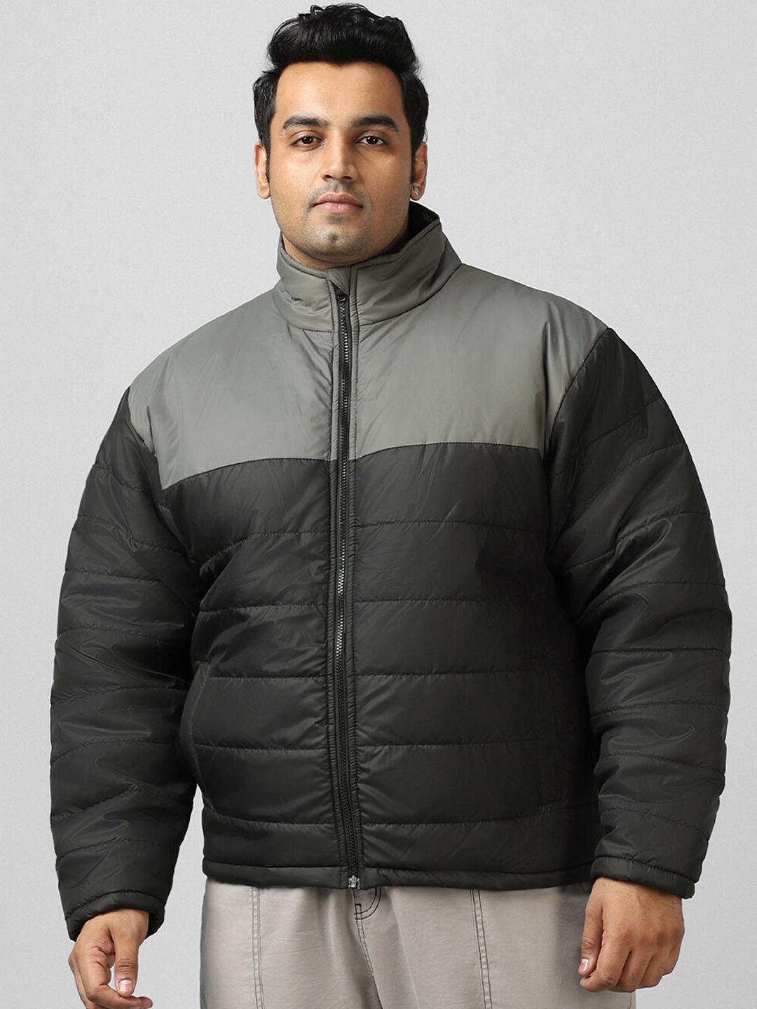 

Bewakoof Block Oversized Plus Size Jacket, Black